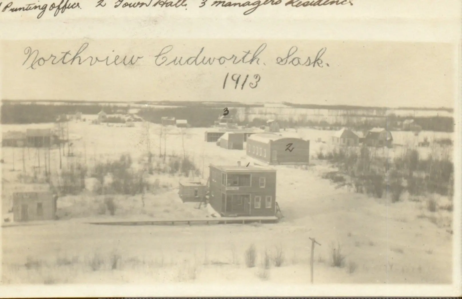 Northview, Cudworth, 1913: printing office, town hall and manager's residence